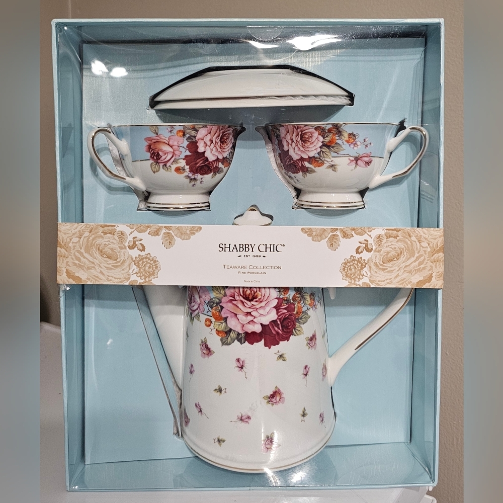 NEW Shabby Chic Rose Tea Set